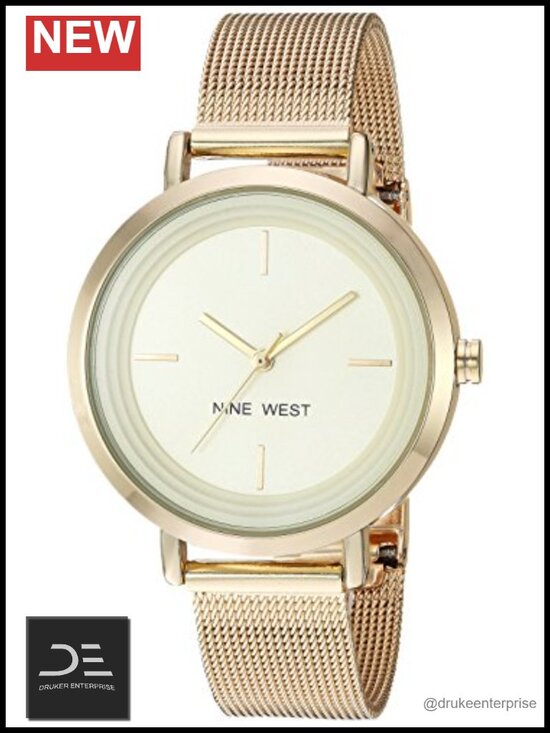 34mm Gold-Tone Stainless Steel Mesh Bracelet Watch with Japanese Quartz Movement main image 6